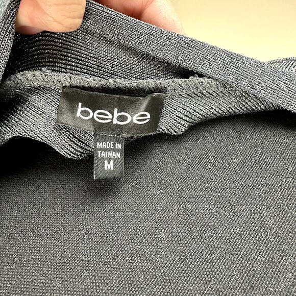 Bebe One Shoulder Bandage Dress Metallic Gray Bodycon Party Cocktail Y2K Size M - Picture 6 of 11